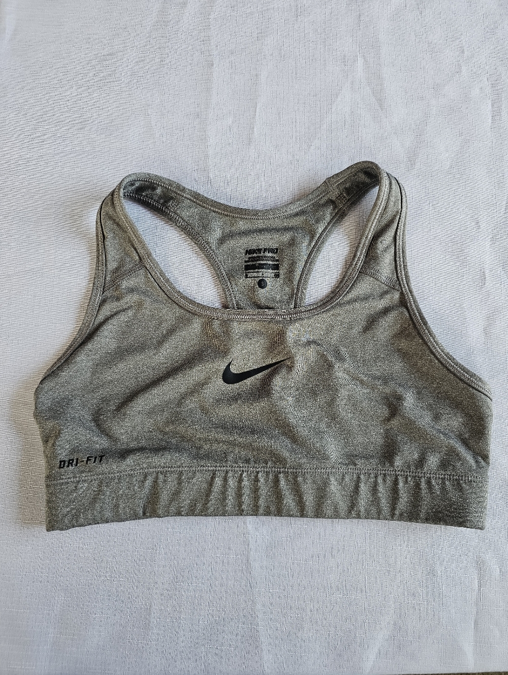 Nike Pro Gray Black Swoosh Activewear  Dri-FIT Racerback Sports Bra Size Small